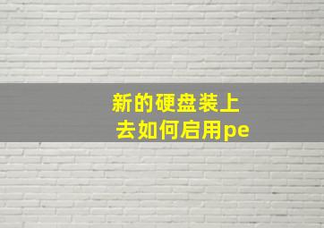 新的硬盘装上去如何启用pe