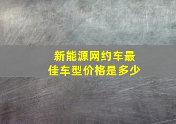 新能源网约车最佳车型价格是多少