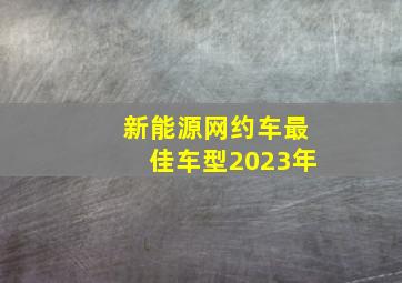 新能源网约车最佳车型2023年