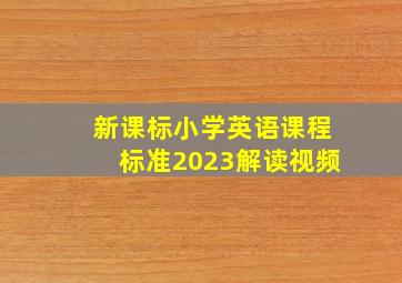 新课标小学英语课程标准2023解读视频