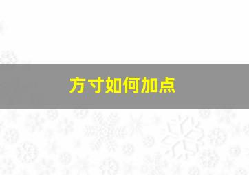 方寸如何加点