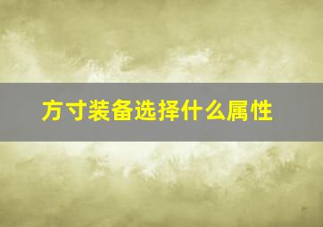 方寸装备选择什么属性