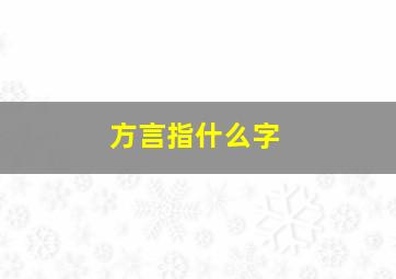 方言指什么字