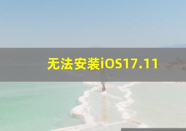 无法安装iOS17.11