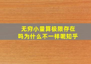 无穷小量算极限存在吗为什么不一样呢知乎