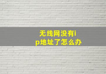 无线网没有ip地址了怎么办