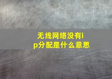 无线网络没有ip分配是什么意思