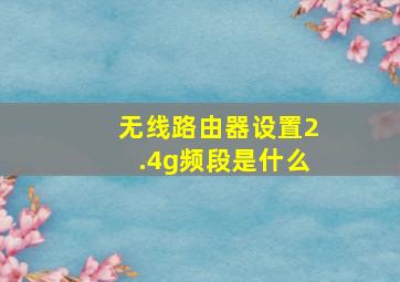 无线路由器设置2.4g频段是什么