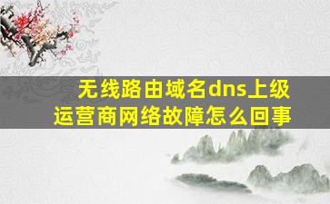 无线路由域名dns上级运营商网络故障怎么回事