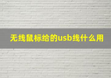 无线鼠标给的usb线什么用