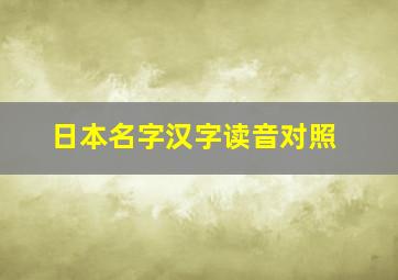 日本名字汉字读音对照