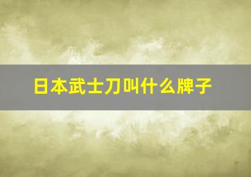 日本武士刀叫什么牌子