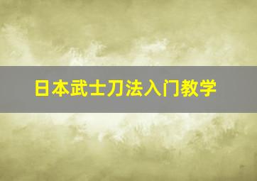 日本武士刀法入门教学