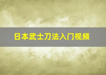 日本武士刀法入门视频