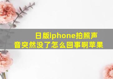 日版iphone拍照声音突然没了怎么回事啊苹果