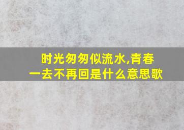 时光匆匆似流水,青春一去不再回是什么意思歌