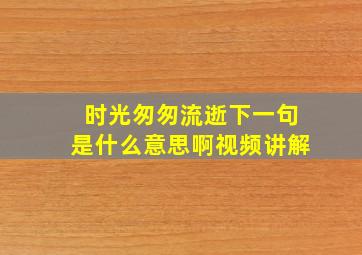 时光匆匆流逝下一句是什么意思啊视频讲解