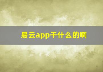 易云app干什么的啊