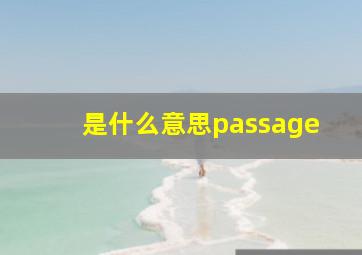 是什么意思passage