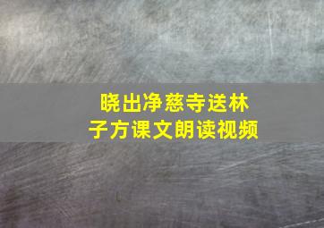 晓出净慈寺送林子方课文朗读视频