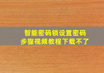 智能密码锁设置密码步骤视频教程下载不了