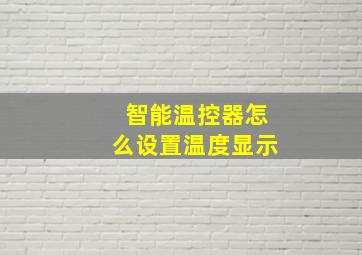 智能温控器怎么设置温度显示