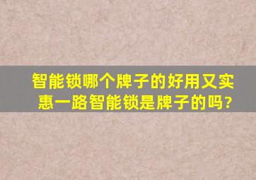 智能锁哪个牌子的好用又实惠一路智能锁是牌子的吗?