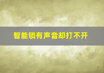 智能锁有声音却打不开