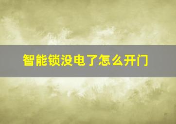 智能锁没电了怎么开门