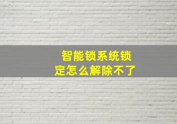 智能锁系统锁定怎么解除不了