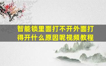 智能锁里面打不开外面打得开什么原因呢视频教程