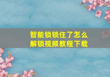 智能锁锁住了怎么解锁视频教程下载