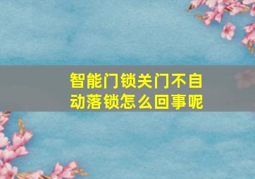 智能门锁关门不自动落锁怎么回事呢