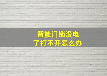 智能门锁没电了打不开怎么办