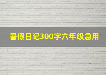 暑假日记300字六年级急用