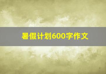 暑假计划600字作文