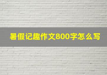 暑假记趣作文800字怎么写