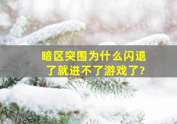 暗区突围为什么闪退了就进不了游戏了?