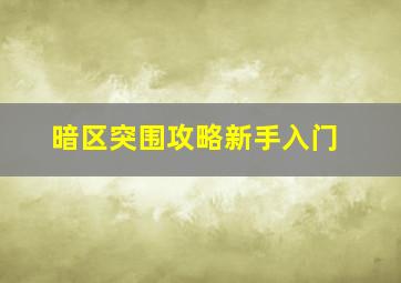 暗区突围攻略新手入门