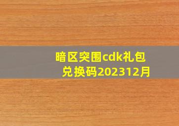 暗区突围cdk礼包兑换码202312月