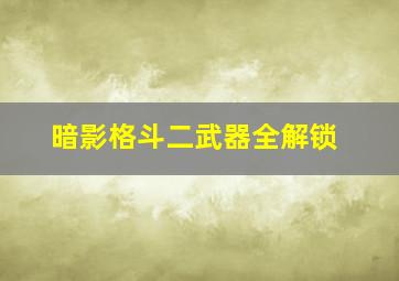 暗影格斗二武器全解锁