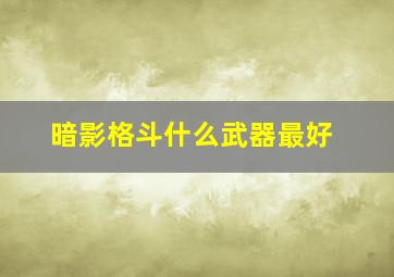 暗影格斗什么武器最好