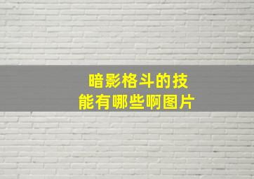 暗影格斗的技能有哪些啊图片