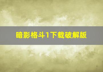 暗影格斗1下载破解版