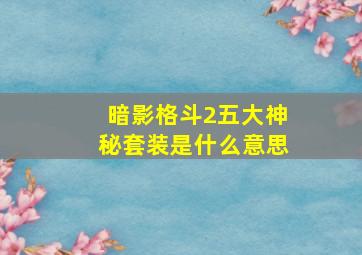 暗影格斗2五大神秘套装是什么意思