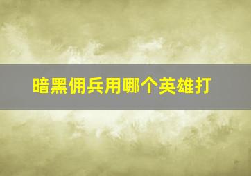 暗黑佣兵用哪个英雄打