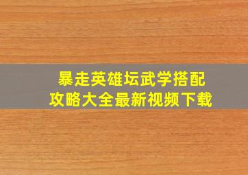 暴走英雄坛武学搭配攻略大全最新视频下载