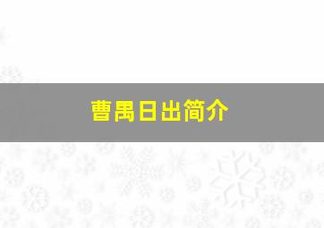 曹禺日出简介