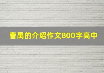 曹禺的介绍作文800字高中