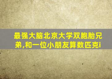 最强大脑北京大学双胞胎兄弟,和一位小朋友算数匹克i